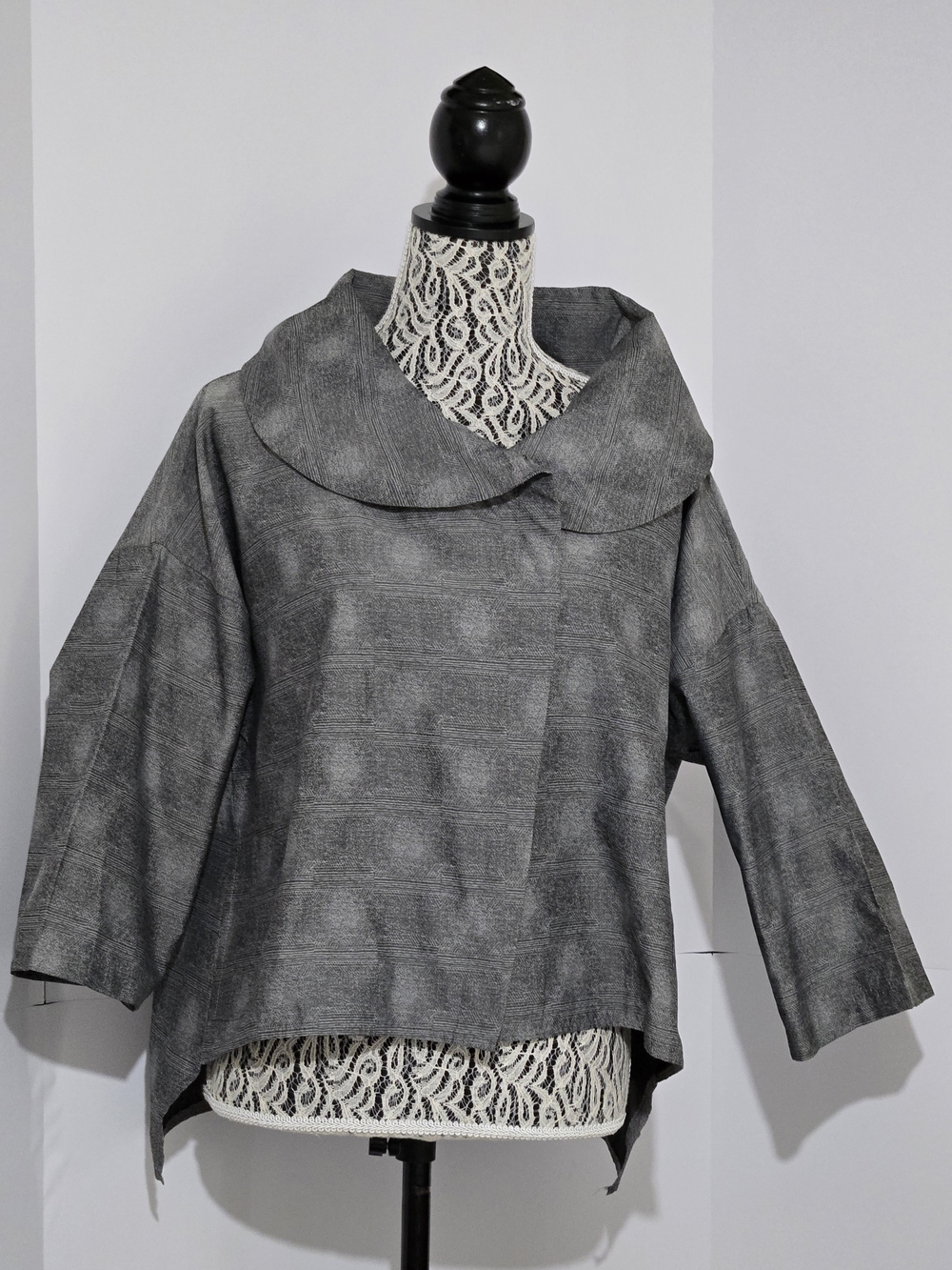 Luukaa Gray Wide Collar Turtleneck Pullover